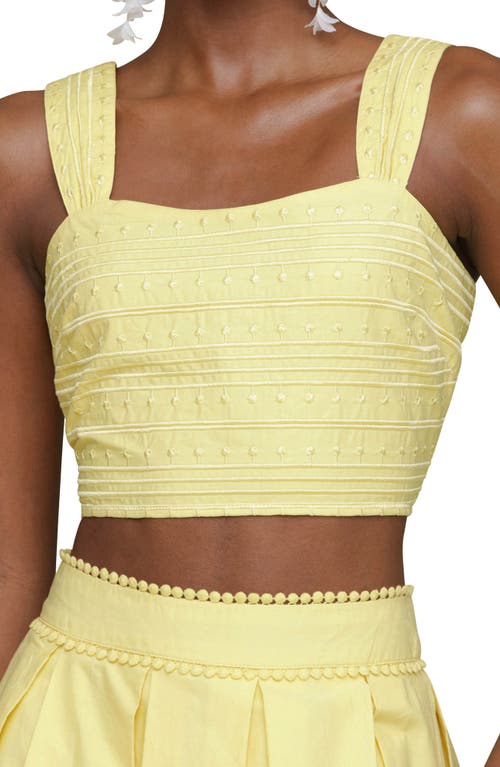 Avec Les Filles Embroidered Cotton Crop Tank In Citron