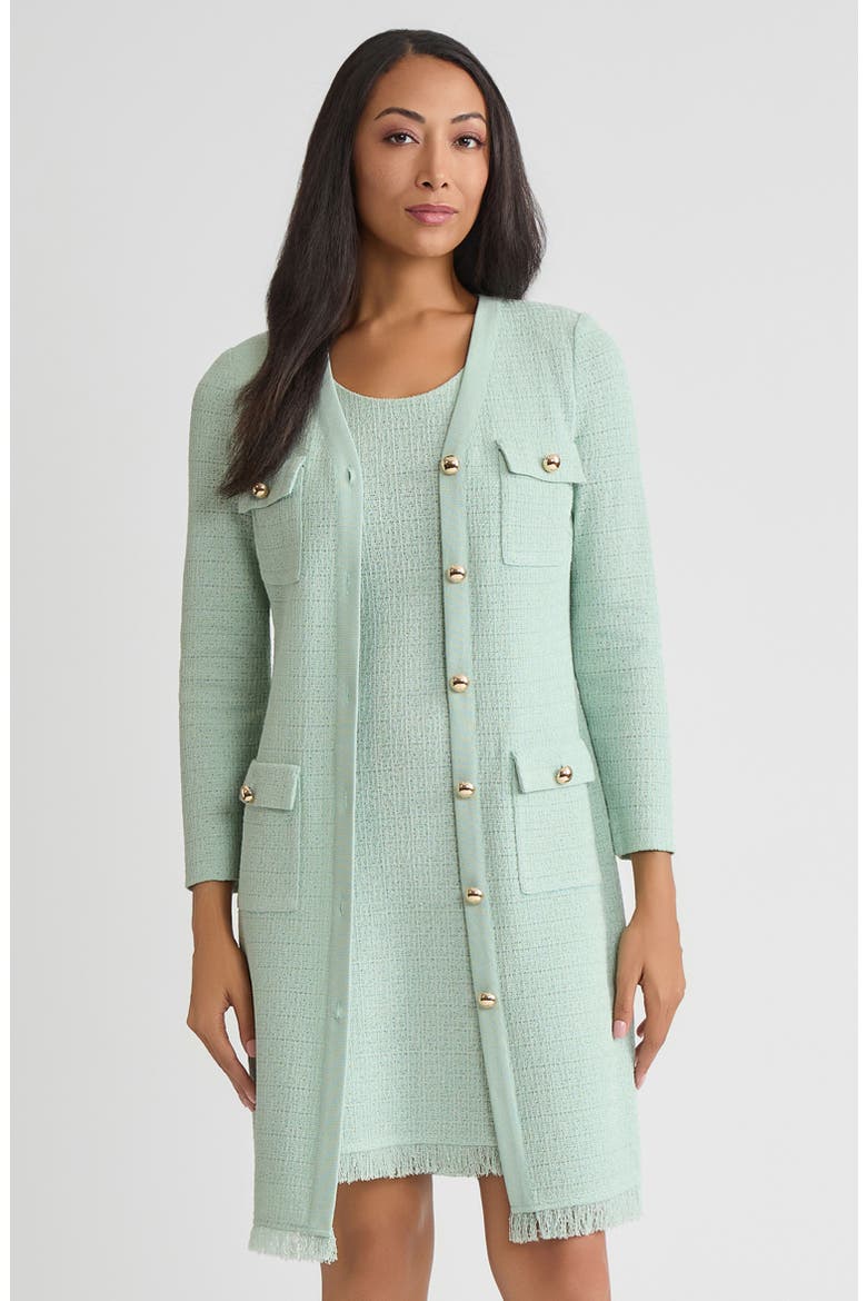 Heritage Tonal Fringe Trim Knit Jacket, Alternate, color, Fresh Mint
