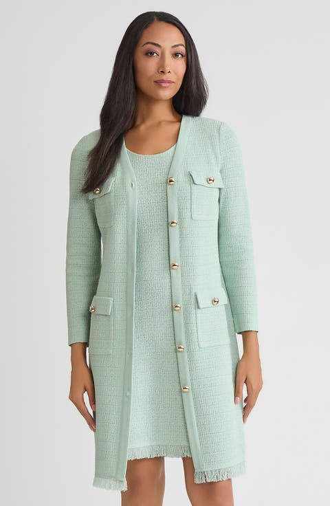 Heritage Tonal Fringe Trim Knit Jacket