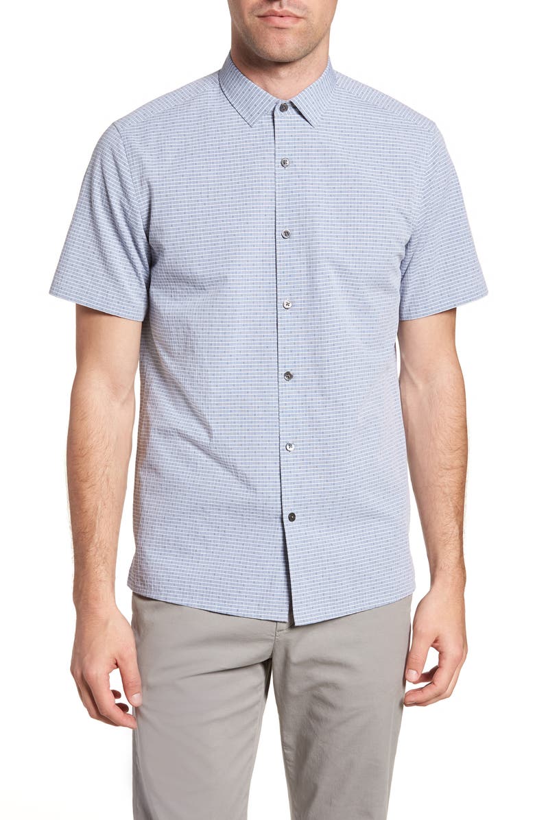 Theory Murray Trim Fit Check Short Sleeve Sport Shirt, Main, color,