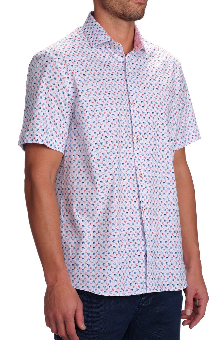 STUDIO GARNET LOS ANGELES Dot Print Short Sleeve Cotton Button-Up Shirt, Alternate, color, 