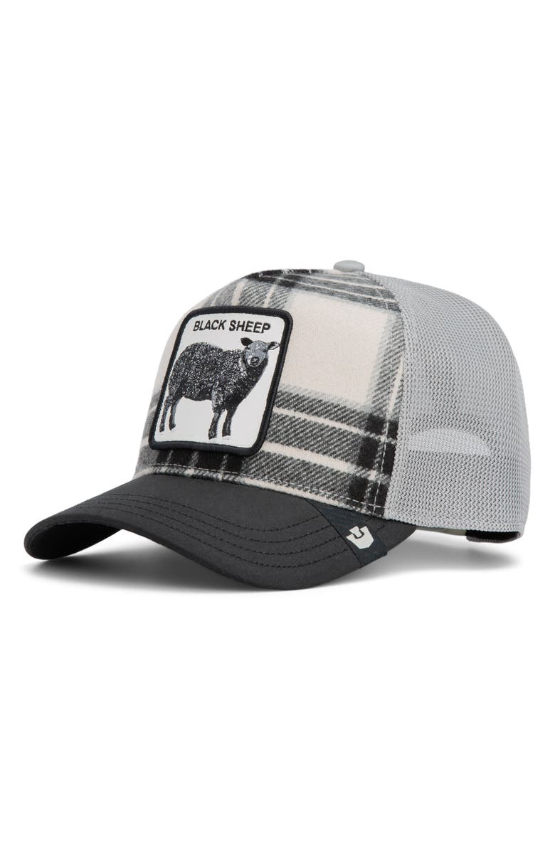 Goorin Bros. Black Sheep Brushed Plaid Trucker Hat, Main, color, 