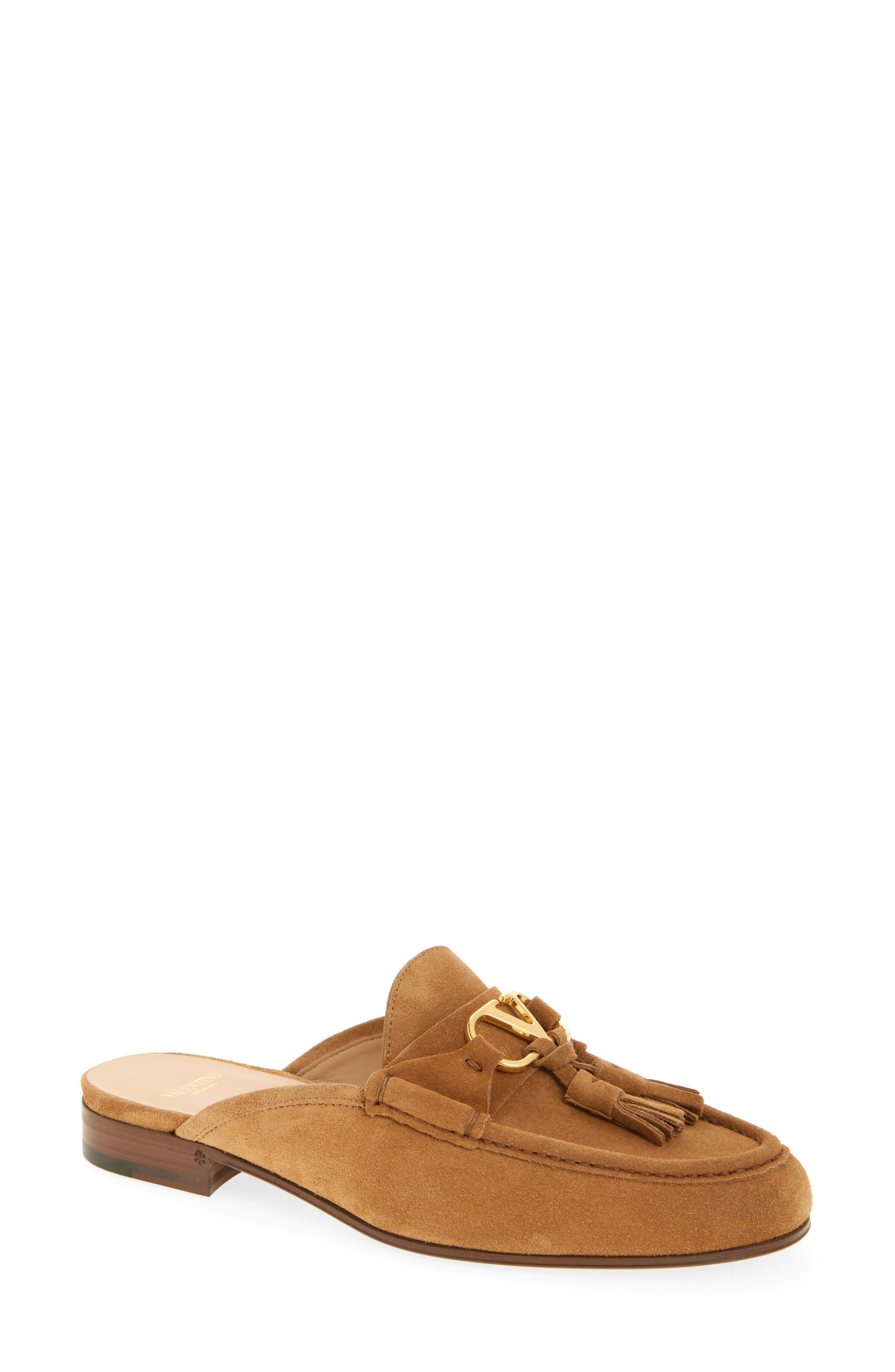 Valentino Garavani VLOGO Tassel Loafer Mule, Main, color, Cognac