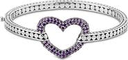 SAMUEL B. Pavé Amethyst Heart Bangle Bracelet