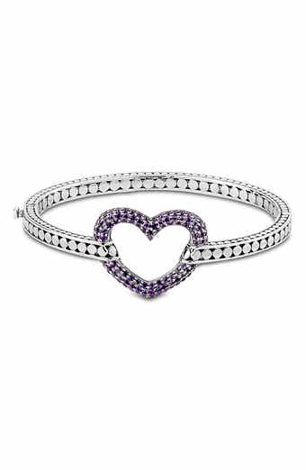 SAMUEL B. Pavé Amethyst Heart Bangle Bracelet