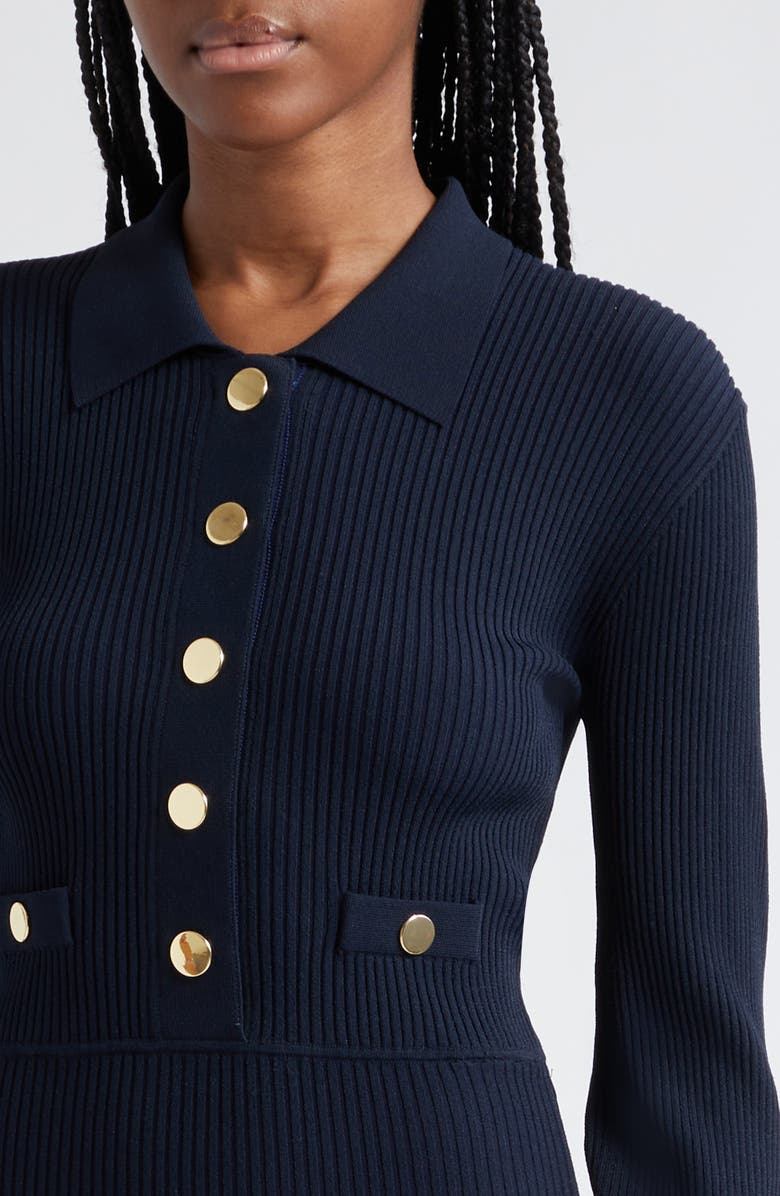 Veronica Beard Lauper Variegated Rib Long Sleeve Knit Dress, Alternate, color,