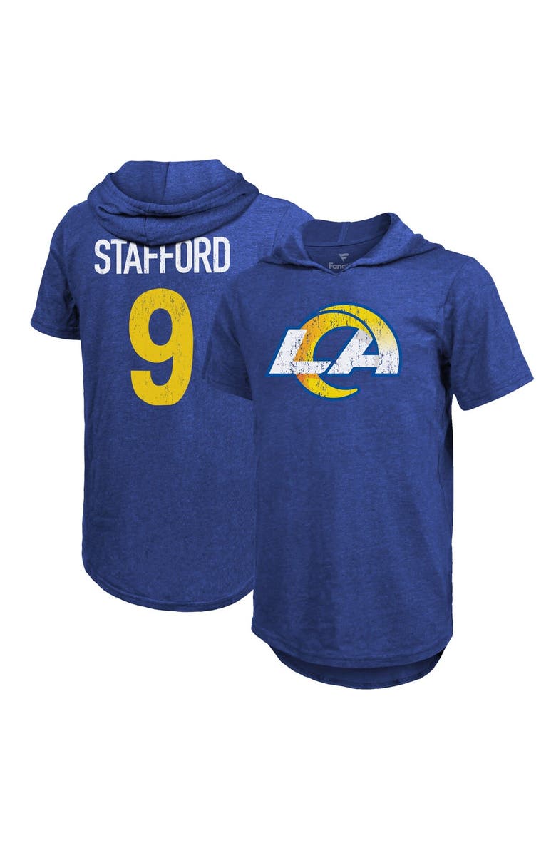 Majestic Threads Men's Fanatics Branded Matthew Stafford Royal Los Angeles Rams Player Name & Number Hoodie T-Shirt, Main, color, 