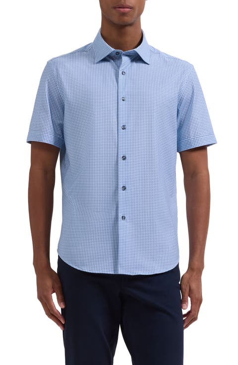 Miles OoohCotton® Neat Dot Print Short Sleeve Button-Up Shirt