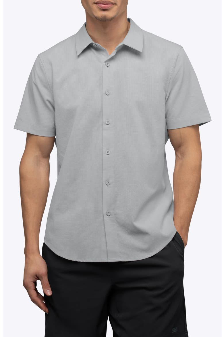 Crossover Performance Short Sleeve Button-Up Shirt, Main, color, VAPOR
