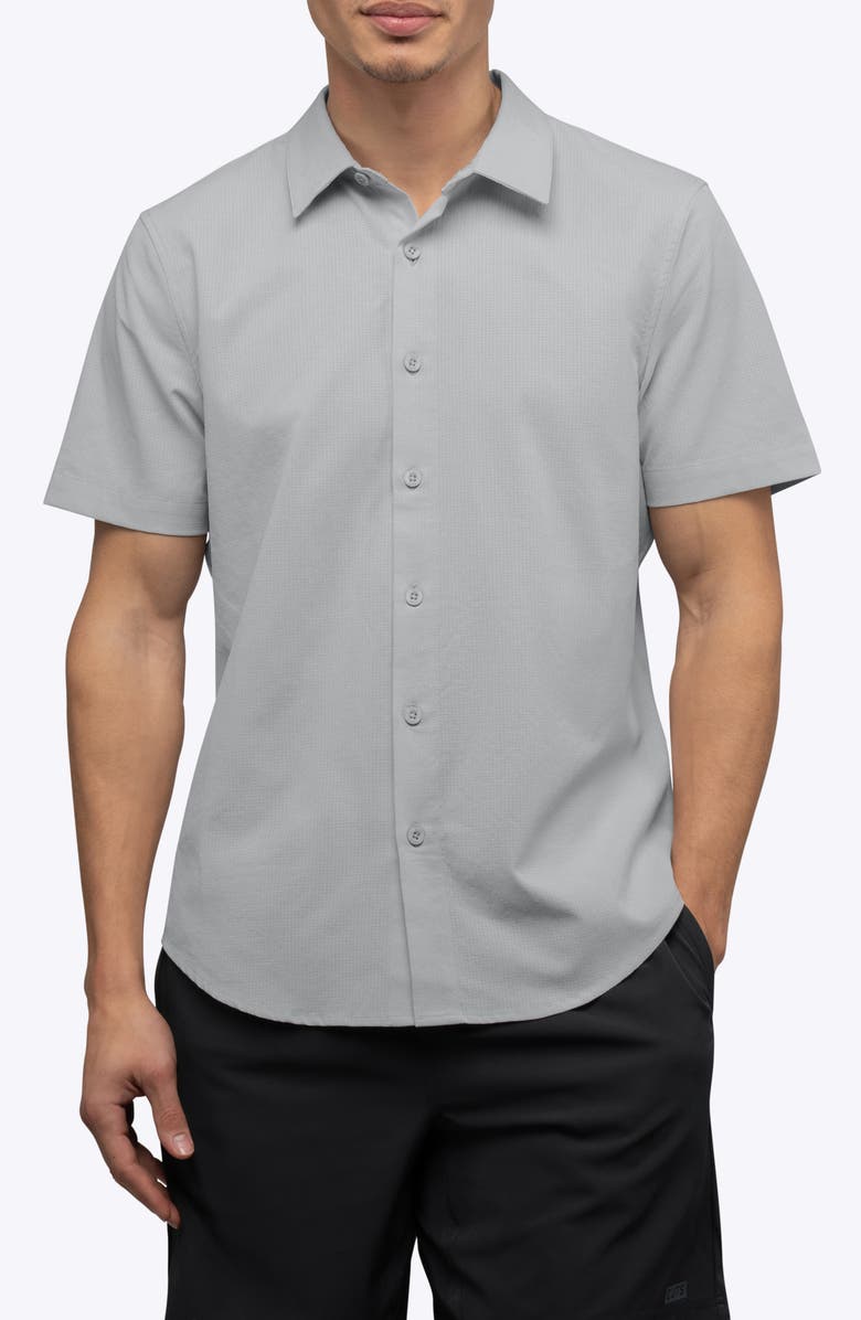 Cuts Crossover Performance Short Sleeve Button-Up Shirt, Main, color, Vapor