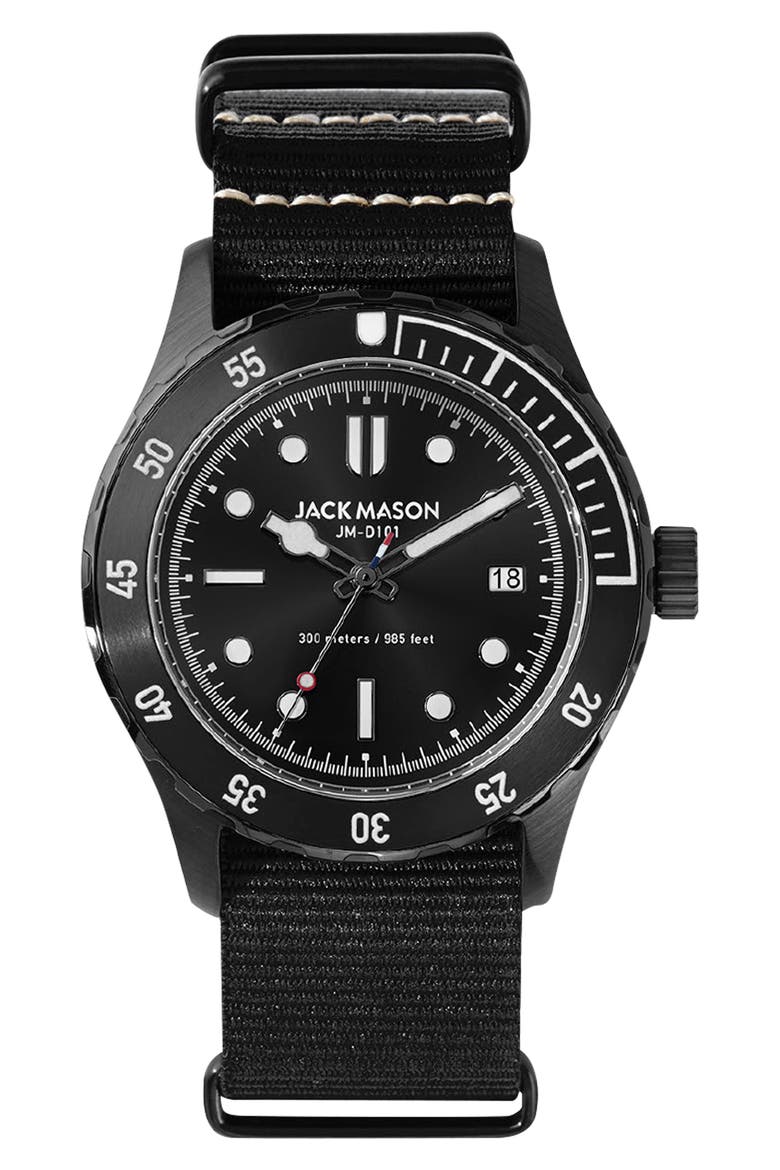 Diving Nato Strap Watch, 42mm, Main, color, BLACK