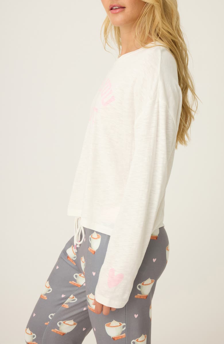 PJ Salvage Love You a Latte Pajama Top, Alternate, color, Ivory