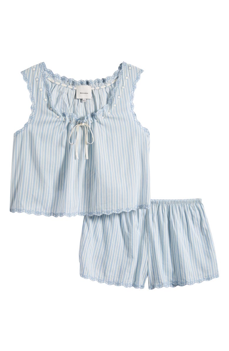 Reformation Hazel Short Pajamas, Main, color, Calamari Stripe