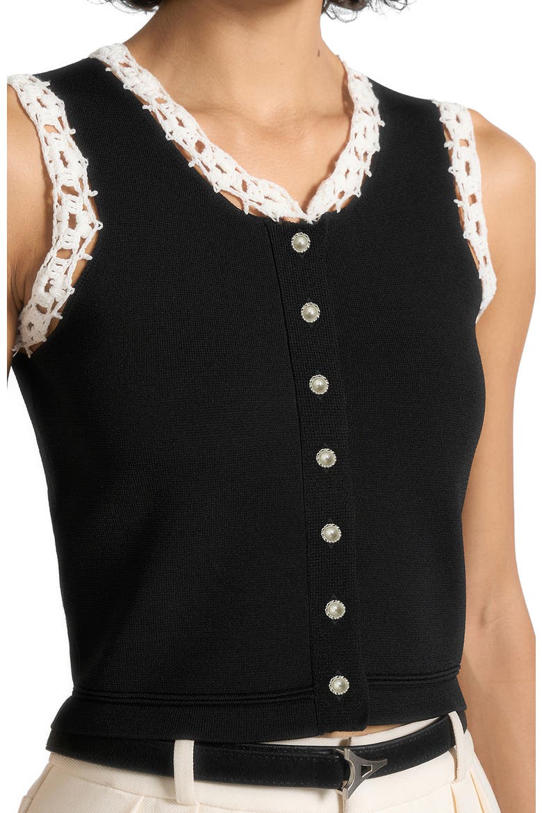 Evelyn Crochet Frill Crop Top, Alternate, color, Black
