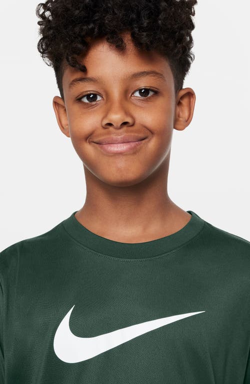 Nike Kids' Legend Dri-fit Long Sleeve Graphic T-shirt In Green