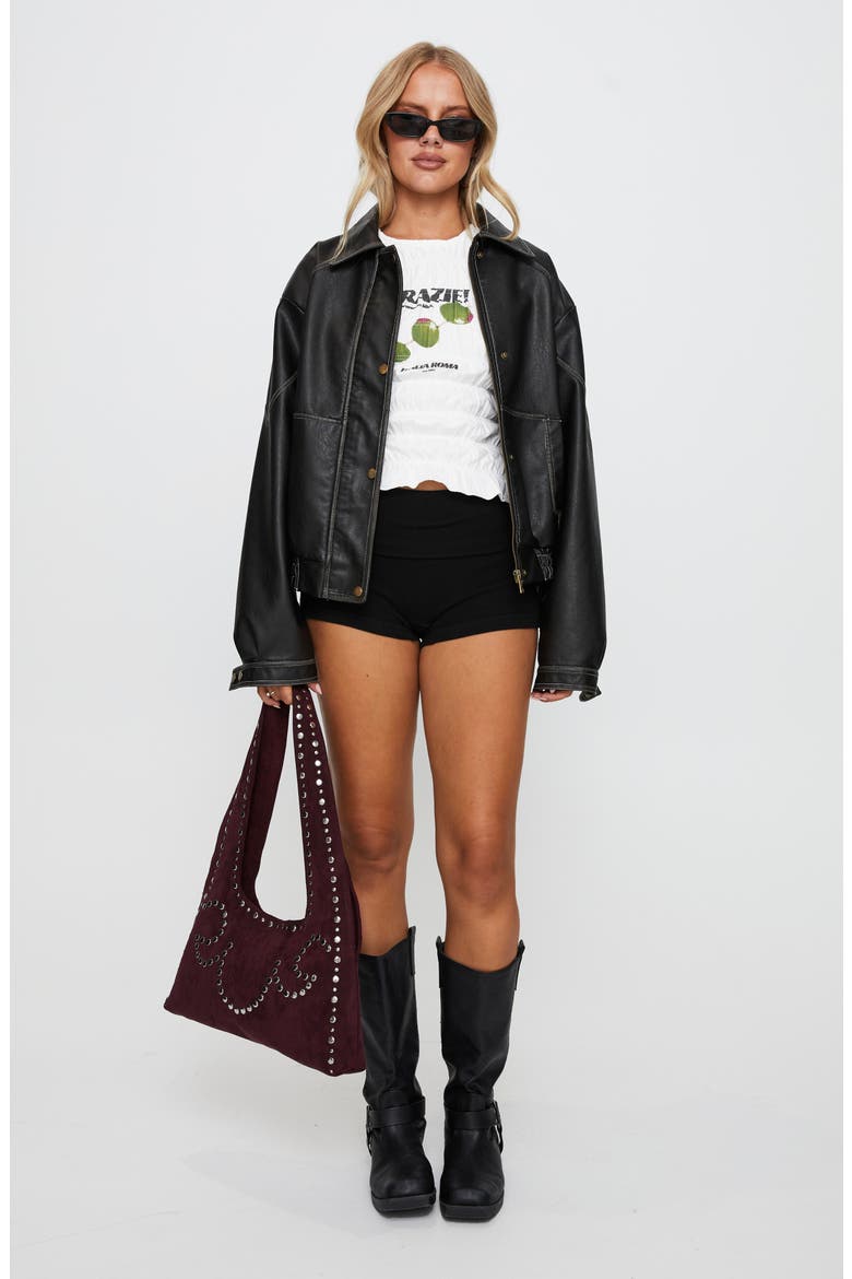 Jaxton Faux Leather Jacket, Alternate, color, BLACK