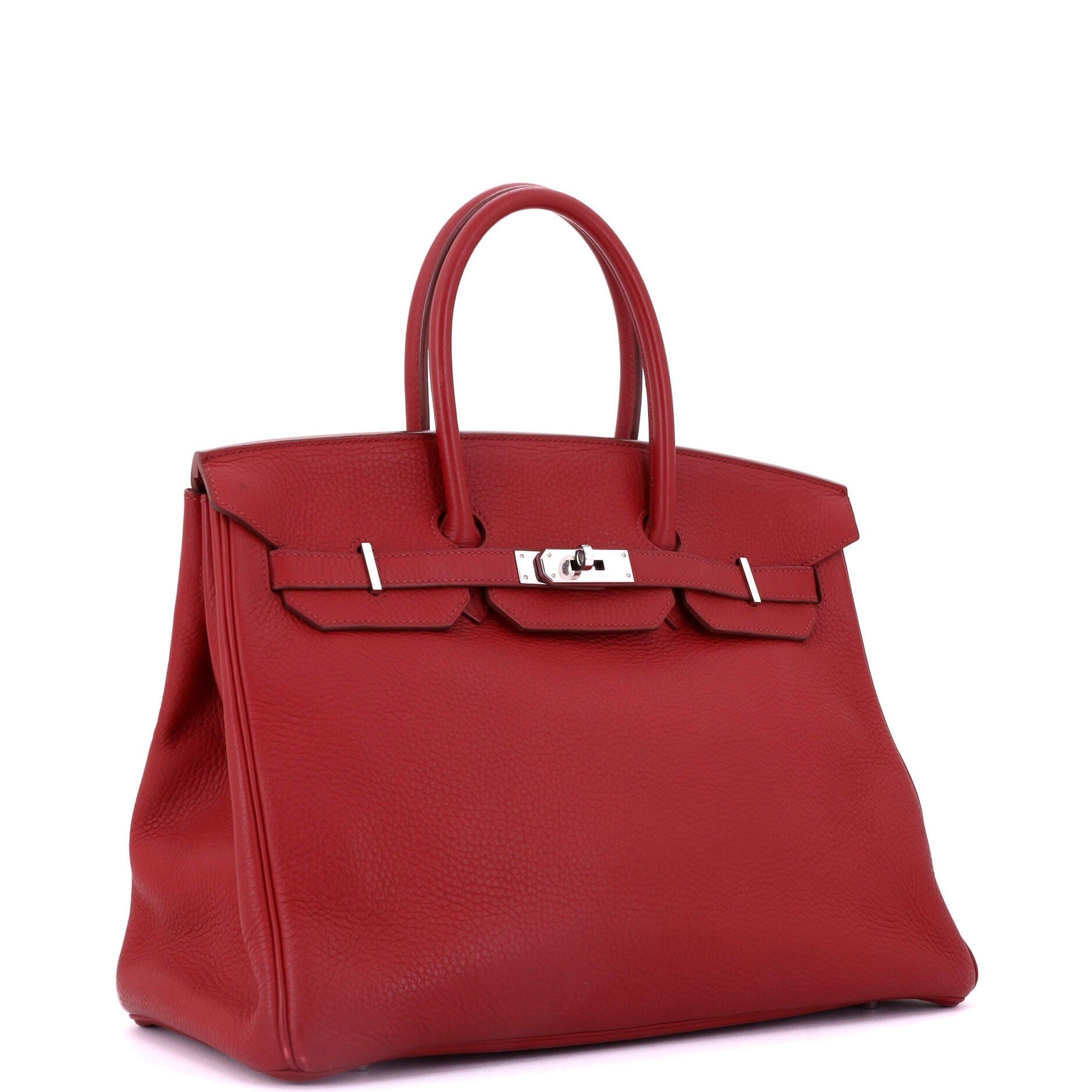 Pre-Owned Hermes Birkin Handbag Red Clemence with Palladium Hardware 35, Alternate, color, Rouge Garance
