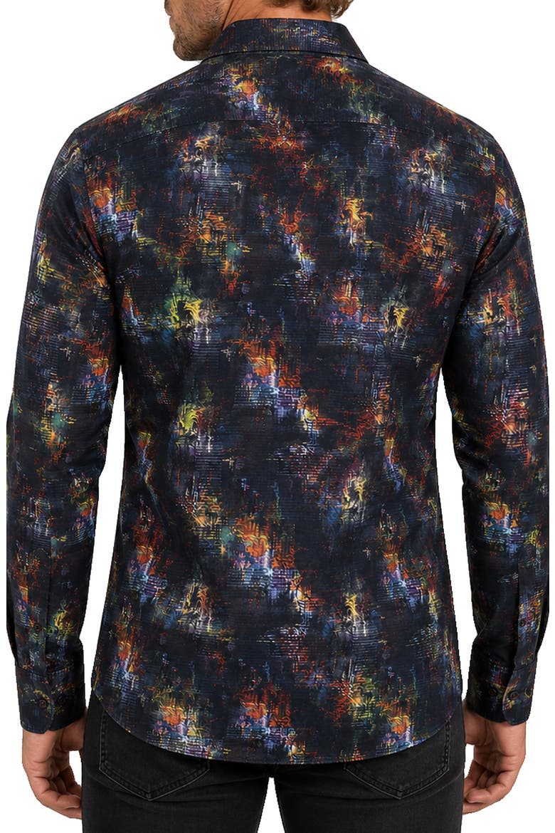 Fibonacci Long Sleeve Performance Stretch Button Up Shirt, Alternate, color, BLUE