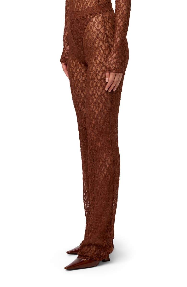 Naked Wardrobe Lace Straight Leg Pants, Alternate, color, Brown Sugar