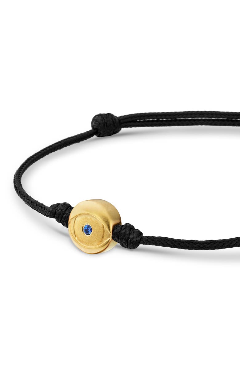 David Yurman Men's Evil Eye Cord Bracelet with 18K Gold & Sapphire, Alternate, color, Black / Gold / Sapphire