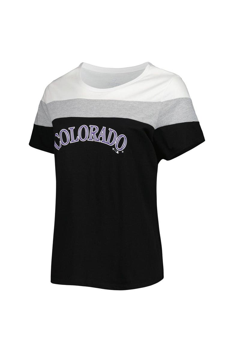 Women's White/Black Colorado Rockies Plus Size Colorblock T-Shirt, Alternate, color, Black