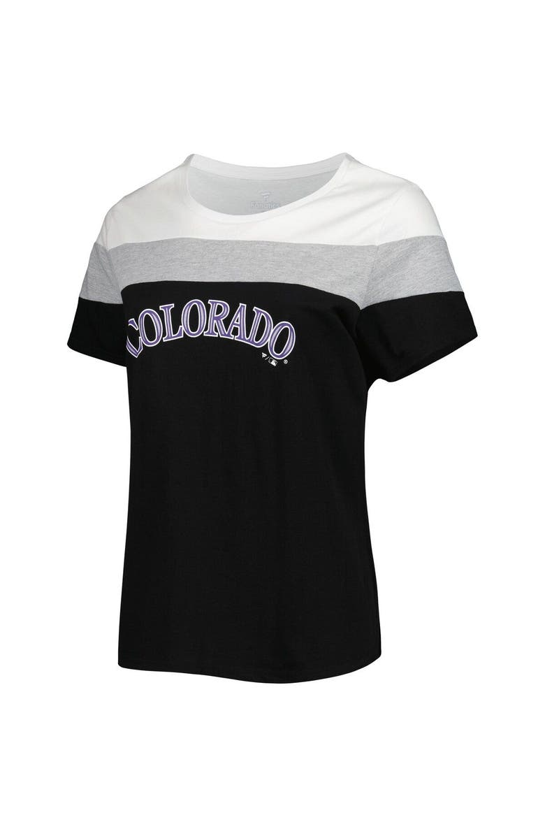 PROFILE Women's White/Black Colorado Rockies Plus Size Colorblock T-Shirt, Alternate, color, Black