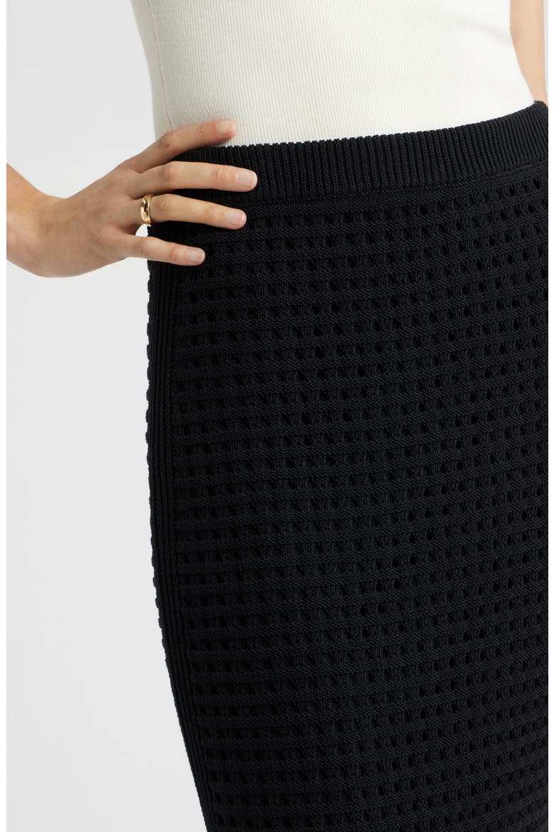 Mesh Stitch Midi Skirt, Alternate, color, BLACK