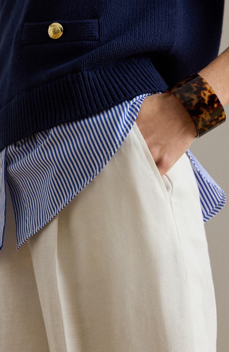 Lauren Ralph Lauren Linen Blend Twill Wide Leg Pants, Alternate, color, White