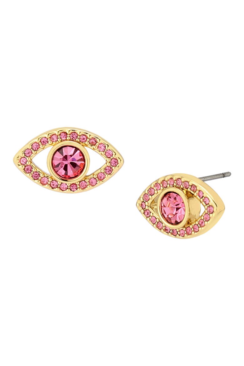 Pavé Evil Eye Stud Earrings, Main, color, PINK