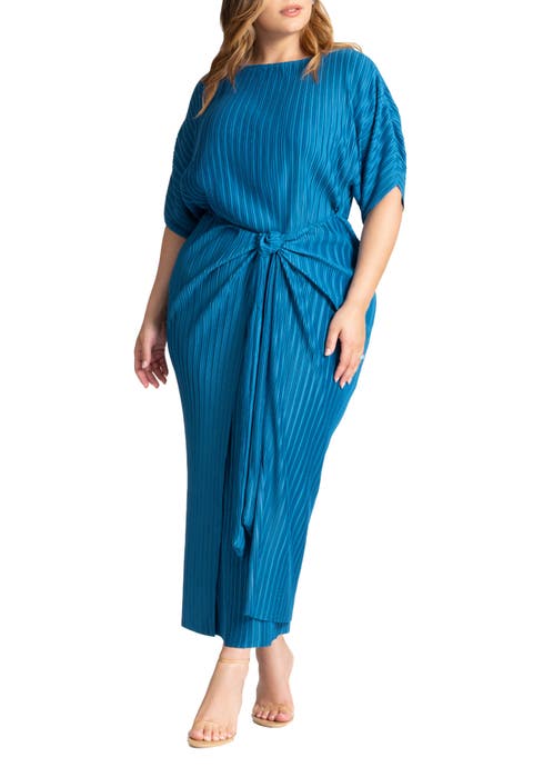 Draped Plisse Dress (Plus Available)
