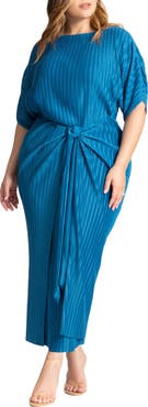 ELOQUII Draped Plisse Dress