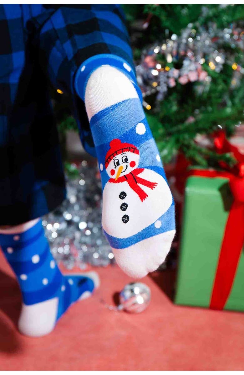 doiy Xmas Snowman Crew Socks, Alternate, color, Blue