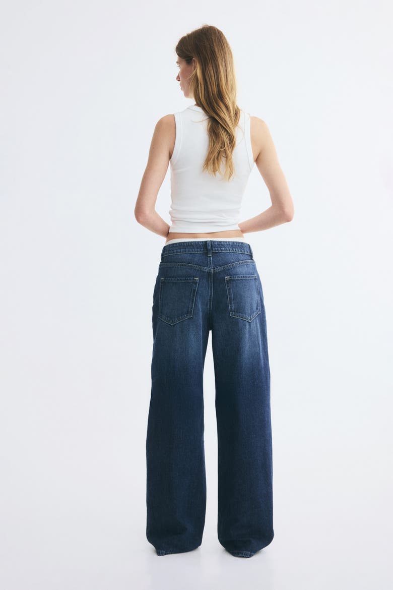 Wide-Leg Regular-Waist Jeans, Alternate, color, Dark denim blue