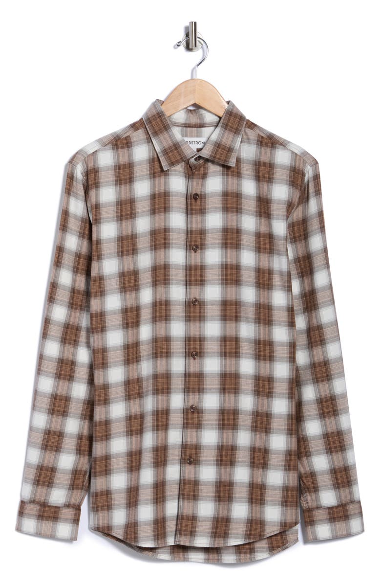 Nordstrom Flannel Button-Up Shirt, Alternate, color, Ivory- Brown Jeremy Plaid