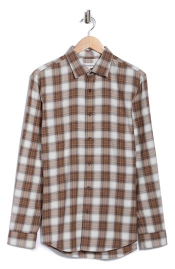 Nordstrom Merino Wool Flannel Button-up Shirt In Brown