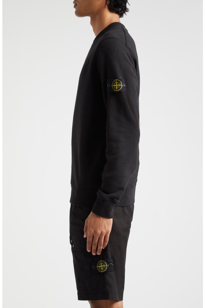 Crewneck Cotton Fleece Sweatshirt, Alternate, color, BLACK