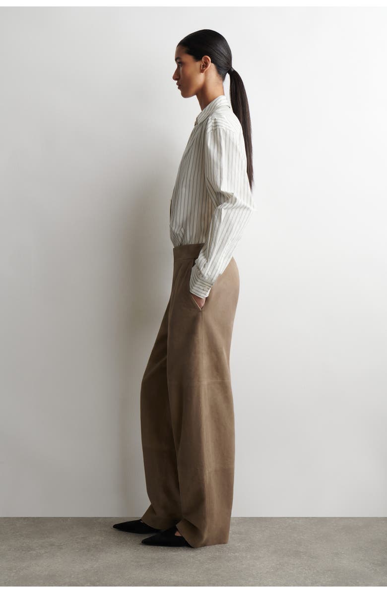 COS Suede Straight-leg Trousers, Alternate, color, Beige