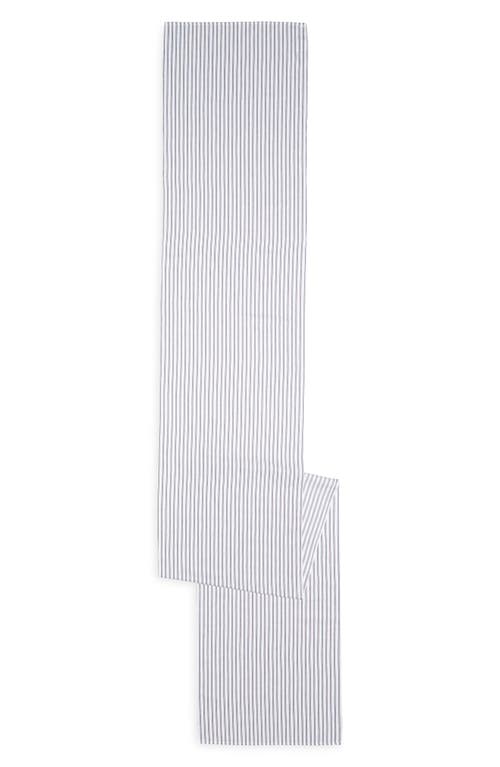 Petite Plume French Ticking Table Runner In Navy