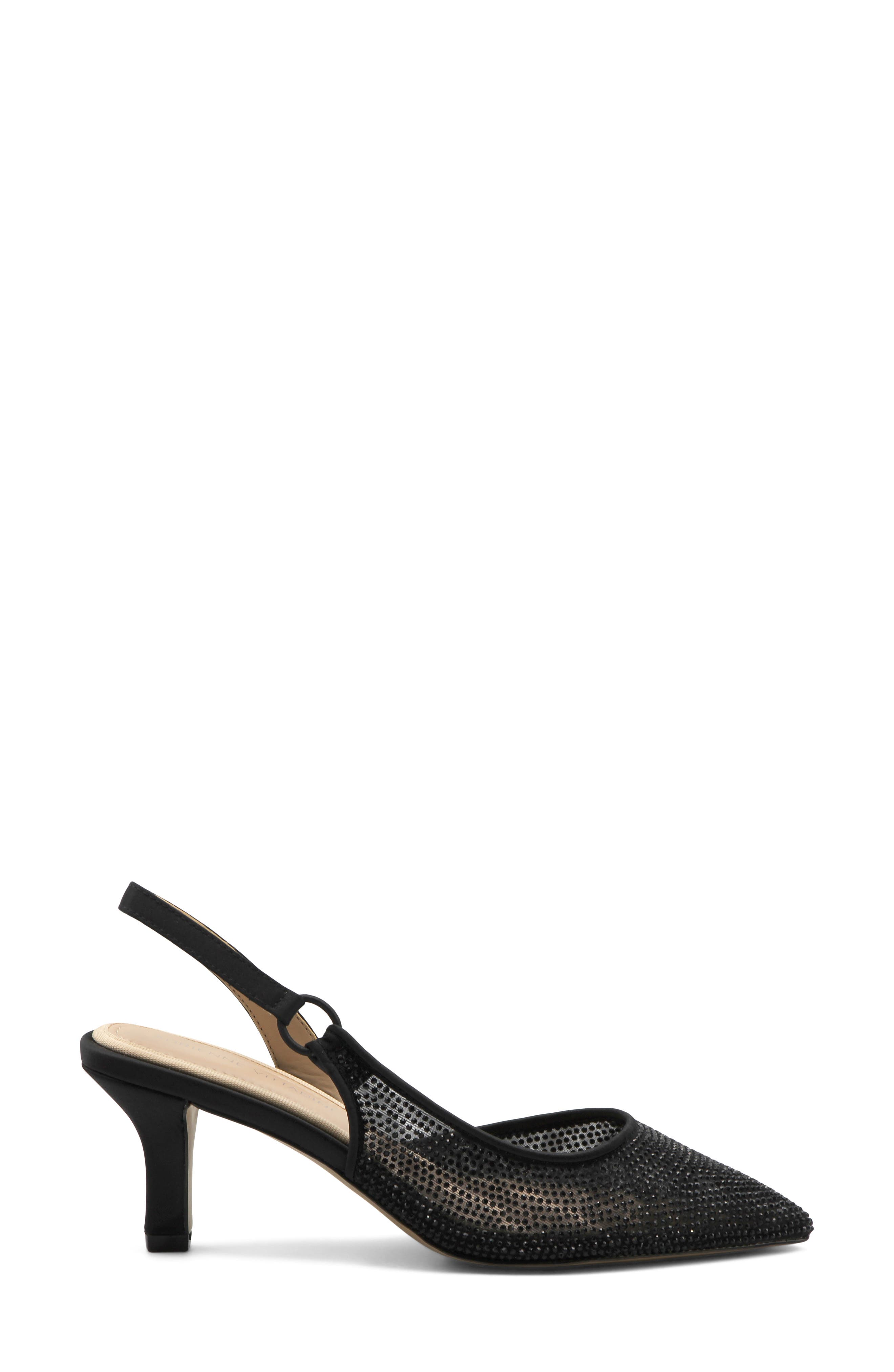 Adrienne Vittadini Piperrs Crystal Kitten Heel Slingback Pump, Alternate, color, Black Sparkle