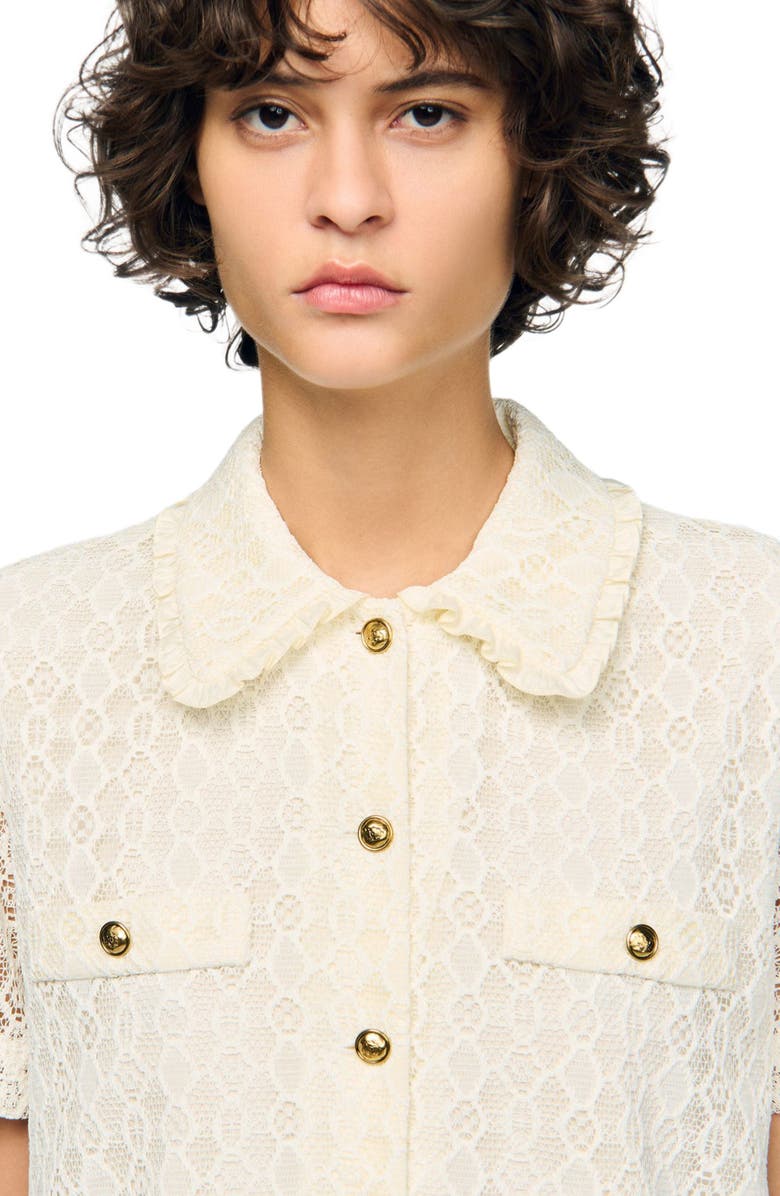 SANDRO Short lace dress, Alternate, color, Ecru