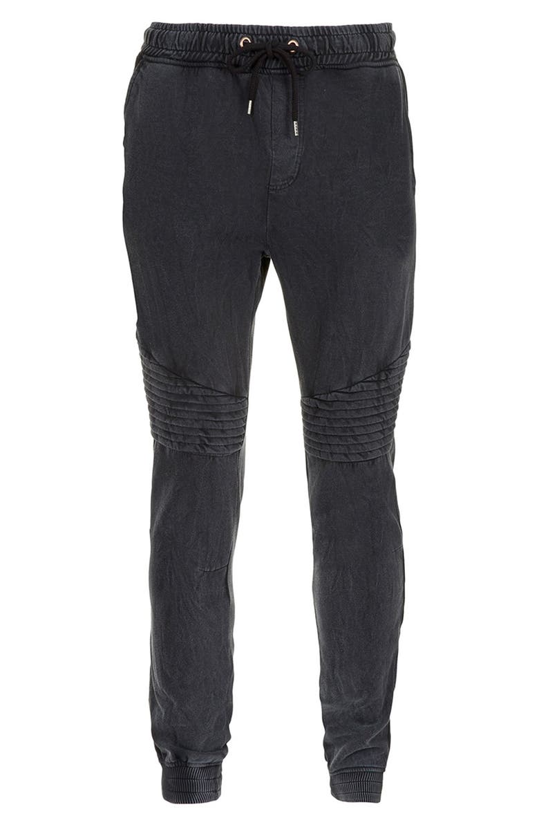 Topman Skinny Fit Acid Wash Moto Jogger Pants, Alternate, color, 