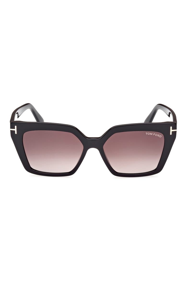 Winona 53mm Gradient Cat Eye Sunglasses, Main, color, SHINY BLACK / GRADIENT ROSE