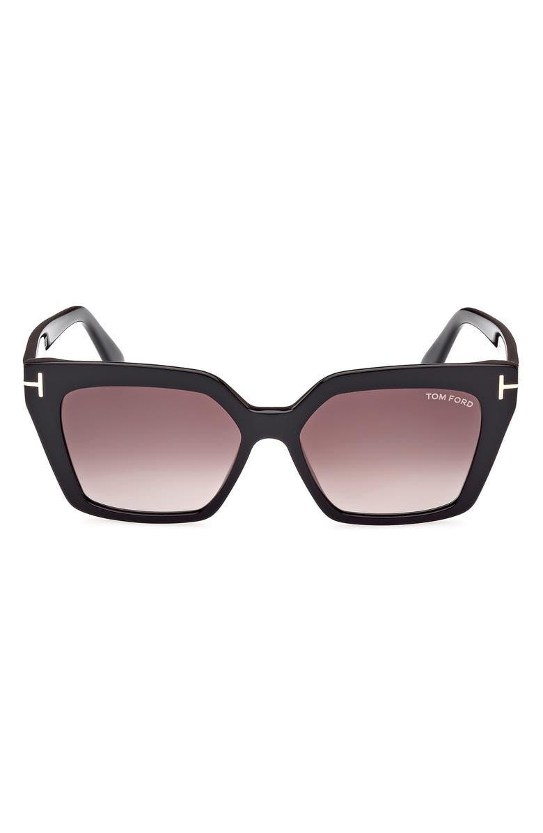 TOM FORD Winona 53mm Gradient Cat Eye Sunglasses, Main, color, Shiny Black / Gradient Rose
