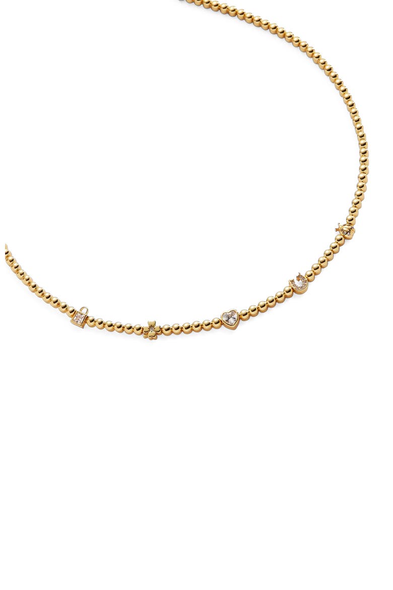 Love Luck Metal Tennis Necklace, Alternate, color, Gold