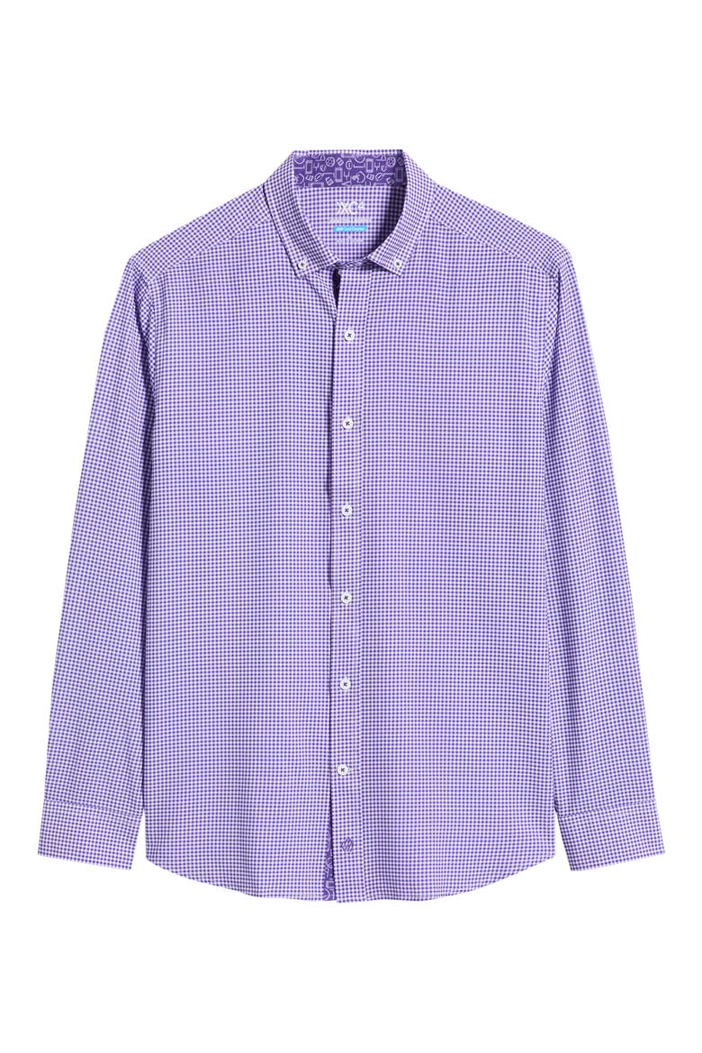 XC+™ Performance Game Day Gingham Button-Down Shirt, Alternate, color, PURPLE