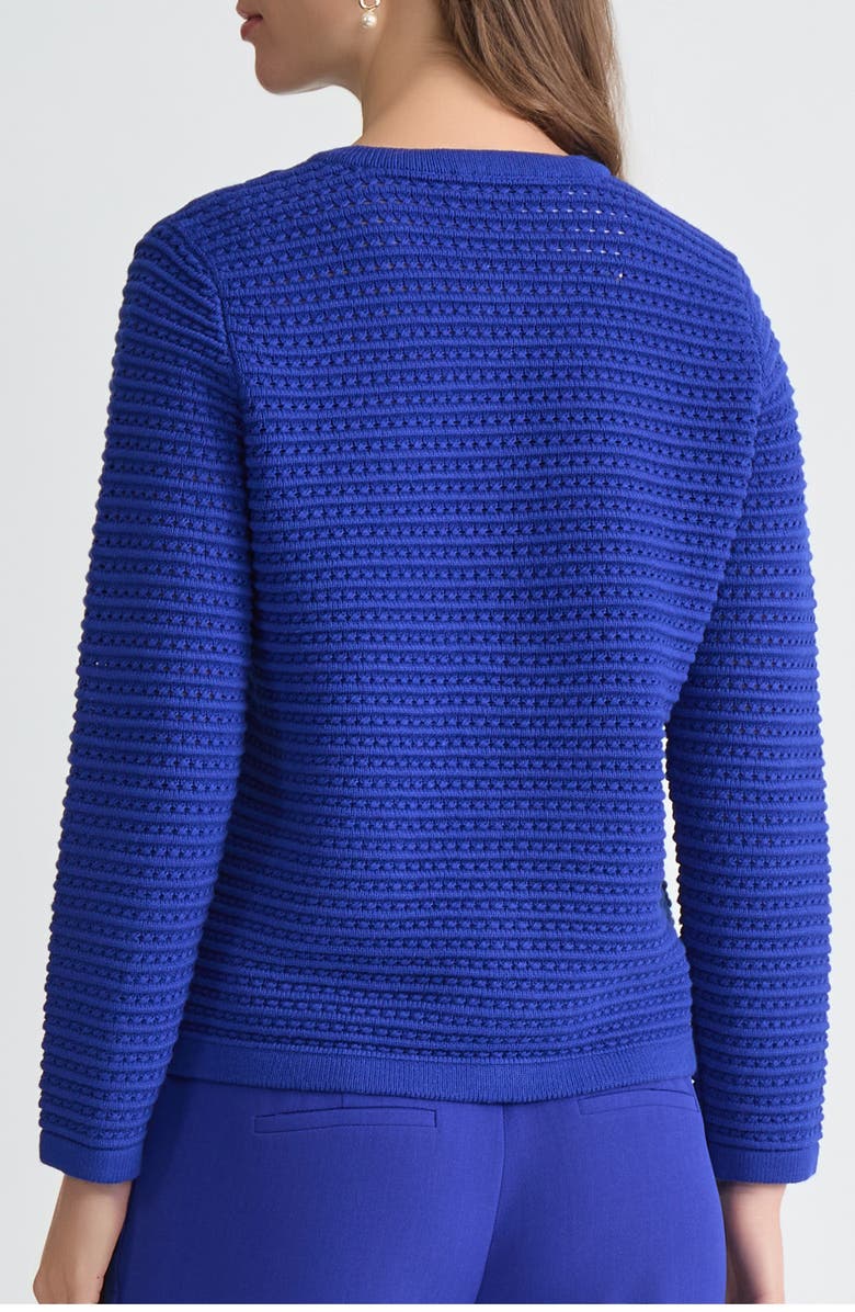 KASPER Pointelle Stitch Button-Up Cardigan, Alternate, color, Royal Signature
