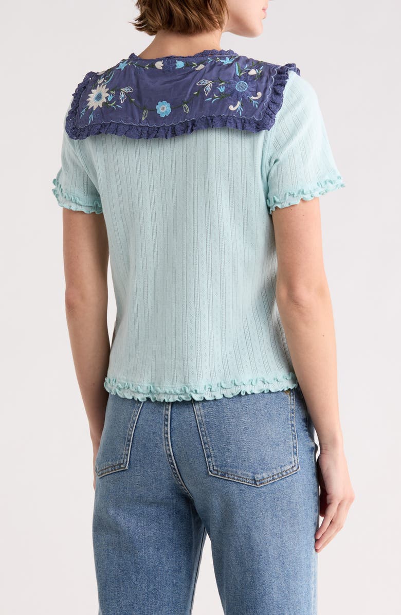 Free People Sol Collared Pointelle T-Shirt, Alternate, color, Blue