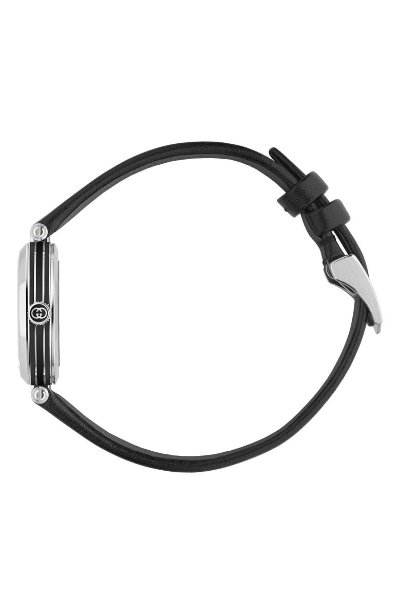 Gucci Model 2000 Leather Strap Watch, 24mm, Alternate, color, Black/ Silver