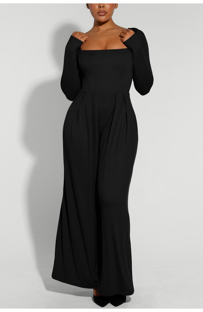 Shapellx AirSlim<sup>®</sup> Square Neckline Built-In Shaping Jumpsuit, Alternate, color, Black