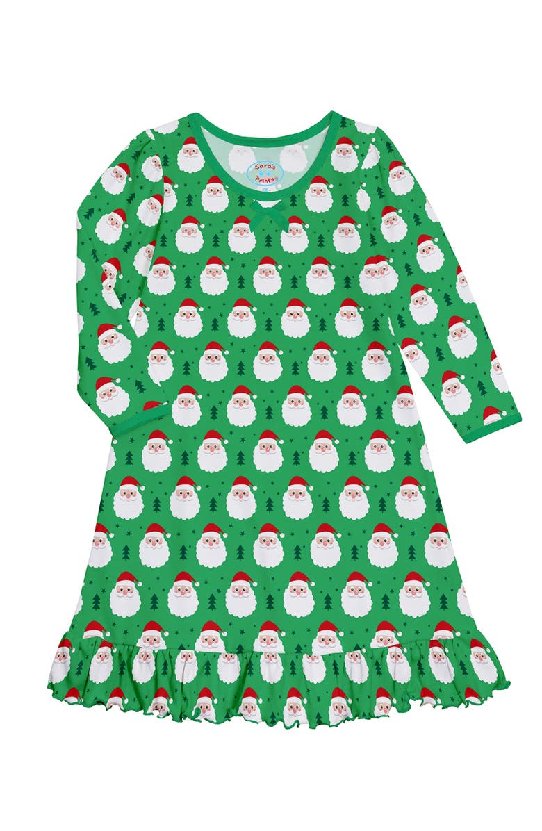Sara’s Prints Long Sleeve Classic Nightgown, Main, color, Happy Santa
